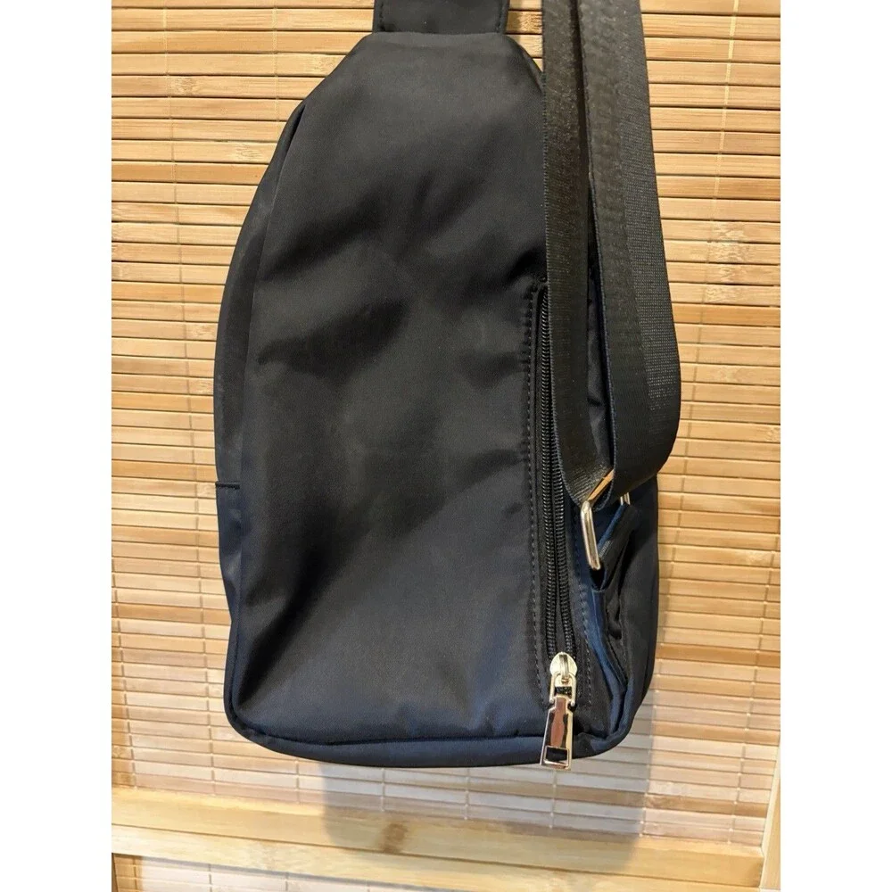 Black Sling Crossbody Backpack Bag Zip Closure Pockets Travel Backpack Purse